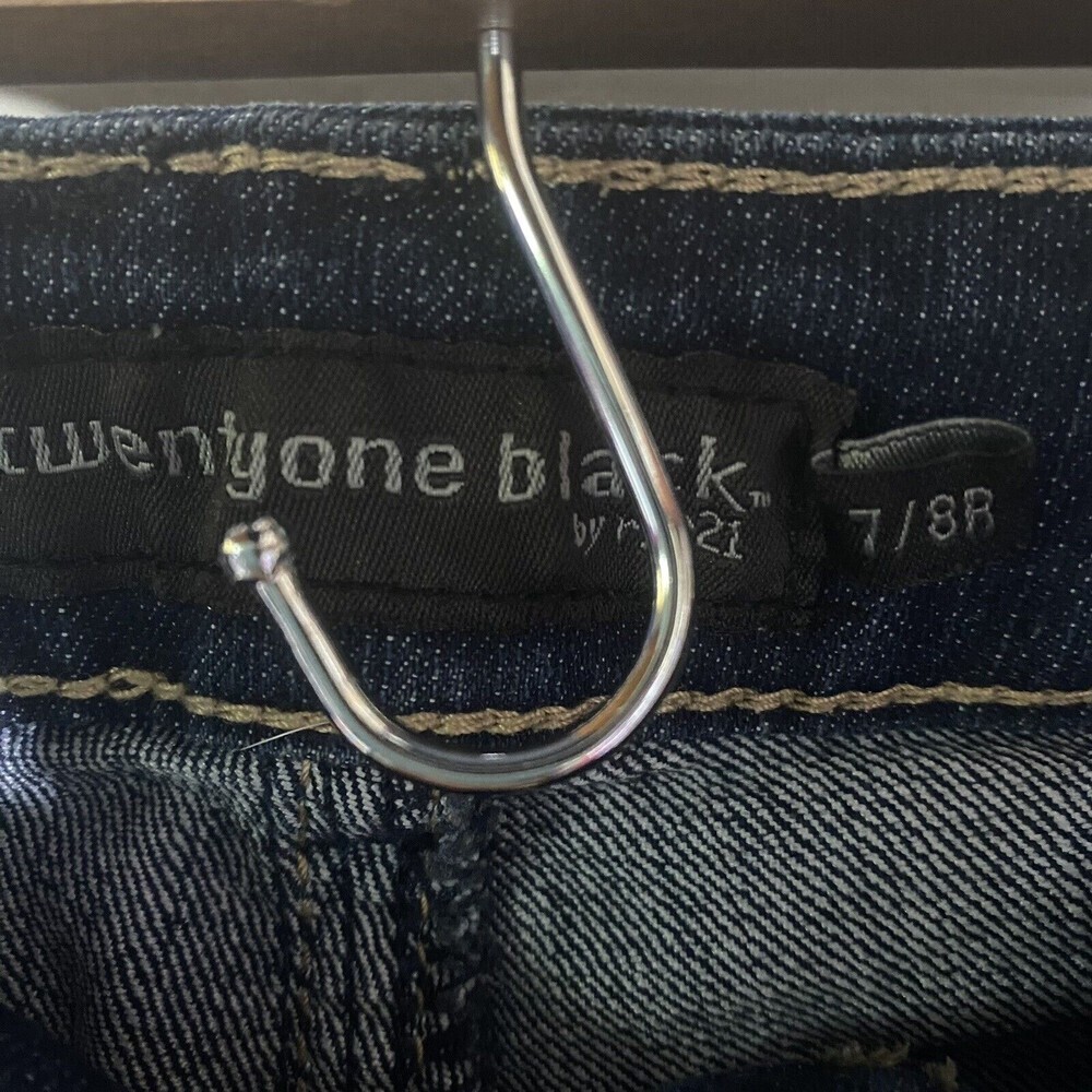Twenty One Black Skinny Boot Jean Women 7/8 Medium Wash Blue Denim distressed - Picture 11 of 15